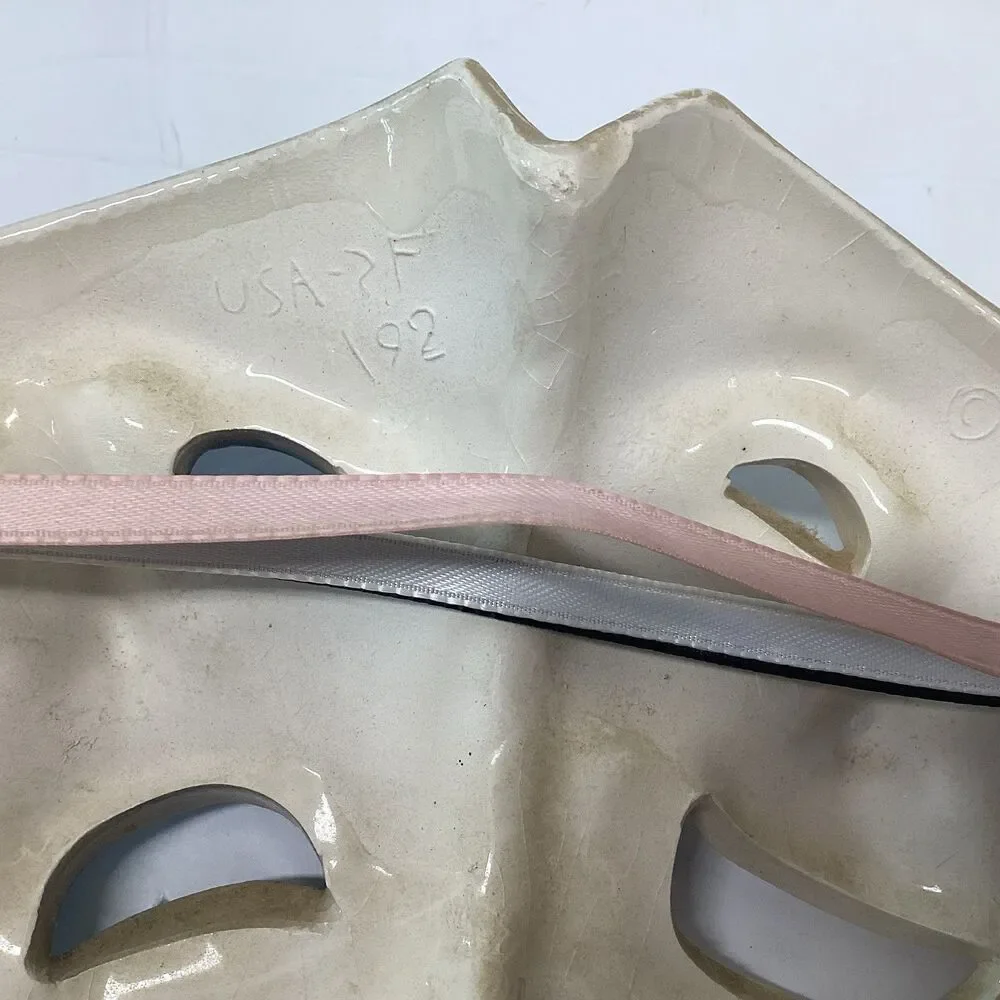 vtg clay art mask classic comedy tragedy faces 1992 glossy hanging ribbons